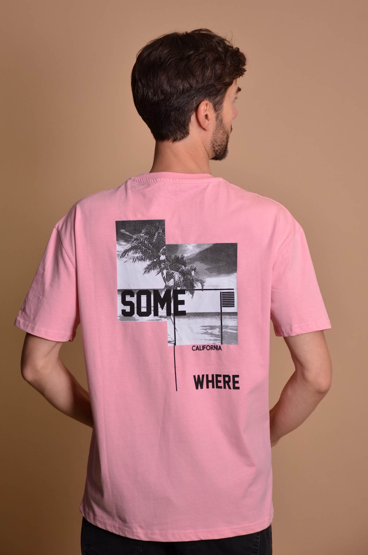 2133-6 Pink Мъжка овърсайз тениска