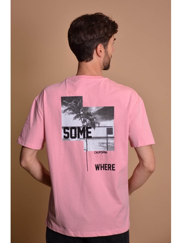 2133-6 Pink Мъжка овърсайз тениска