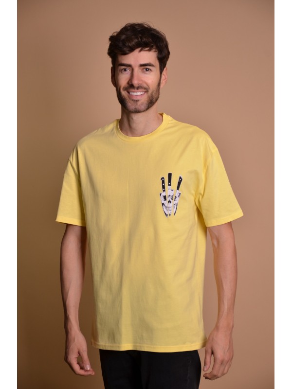 2133-4 Yellow Мъжка овърсайз тениска
