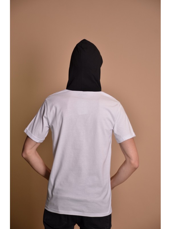 23Y15 White Мъжка тениска с качулка