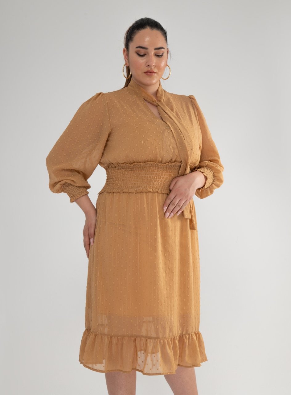111807 Beige Дамска рокля в макси размери 111807 Beige Дамска рокля в макси размери