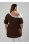 111839 Brown Дамска тениска в макси размери