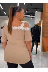 111839 Beige Дамска тениска в макси размери