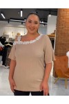 111839 Beige Дамска тениска в макси размери