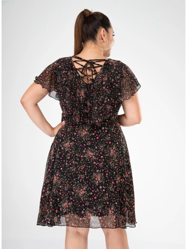 112004 Black/Red Дамска рокля в макси размери