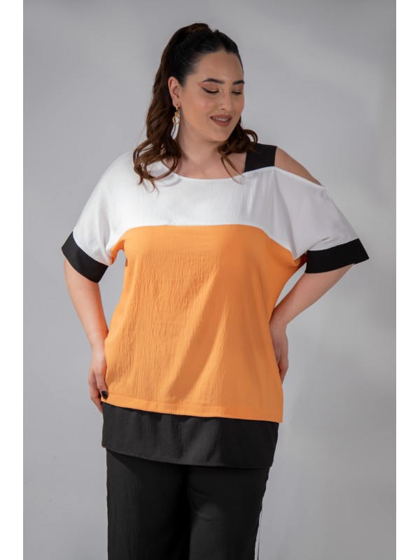 112939 Orange Дамска тениска в макси размери