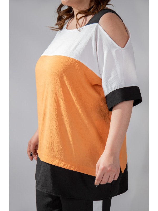 112939 Orange Дамска тениска в макси размери