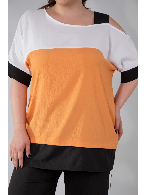 112939 Orange Дамска тениска в макси размери