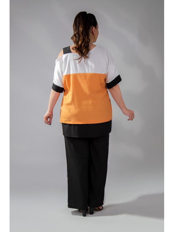 112939 Orange Дамска тениска в макси размери