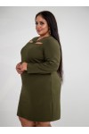 121633 Khaki Дамска рокля в макси размери