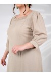 121858 Beige Дамска рокля в макси размери