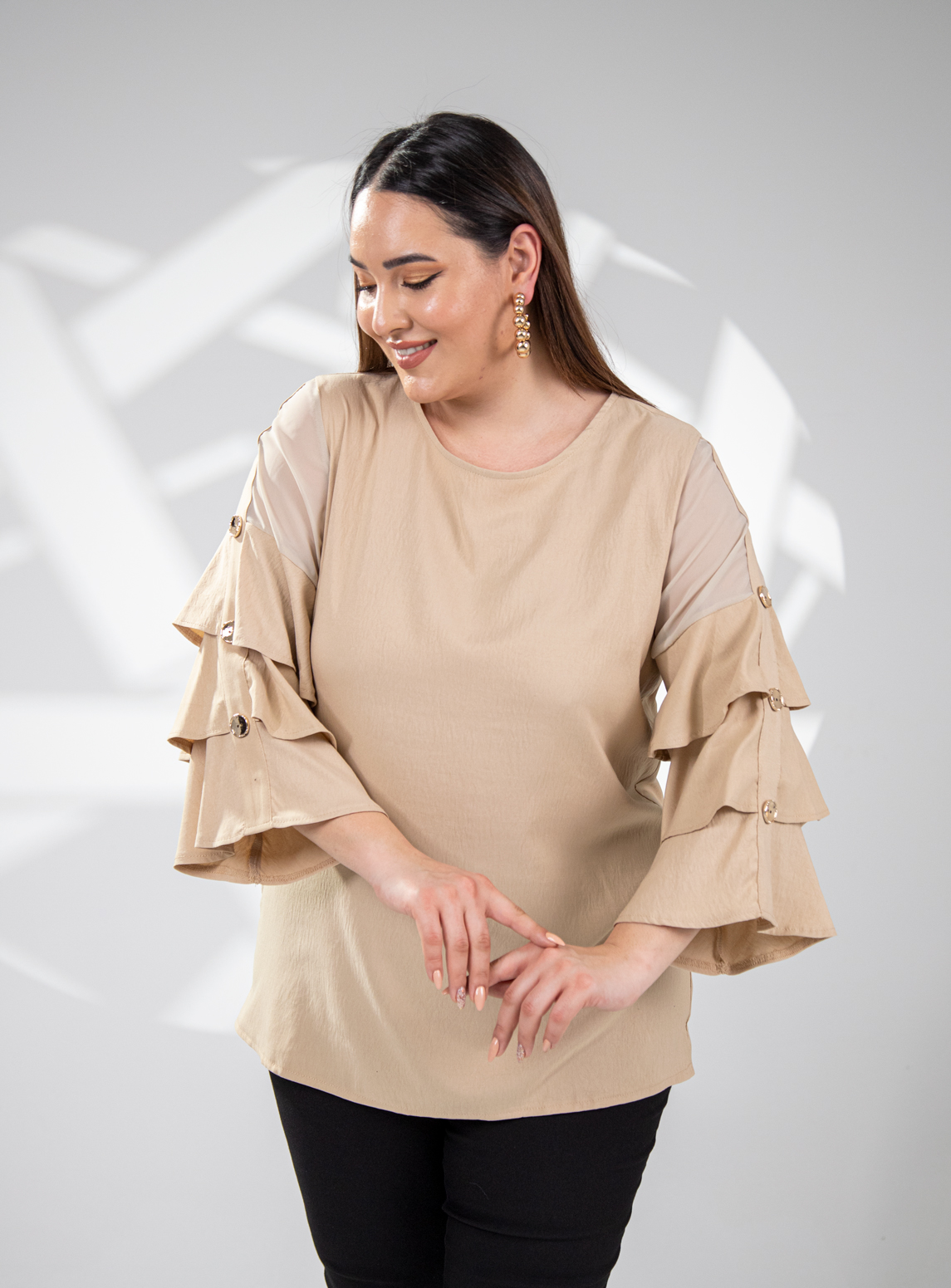 121910 Beige Дамска блуза в макси размери 121910 Beige Дамска блуза в макси размери