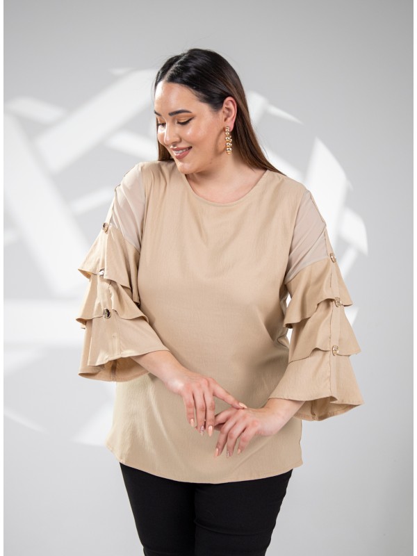 121910 Beige Дамска блуза в макси размери