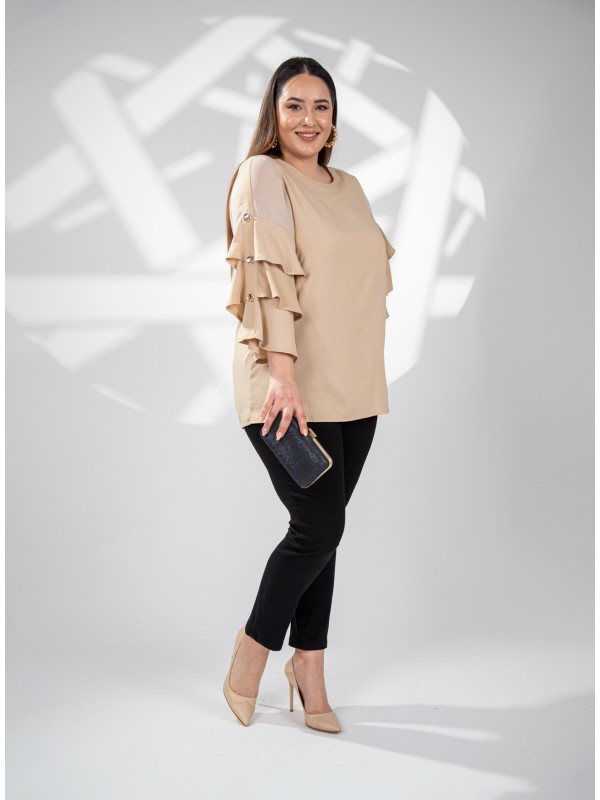 121910 Beige Дамска блуза в макси размери