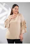 121910 Beige Дамска блуза в макси размери