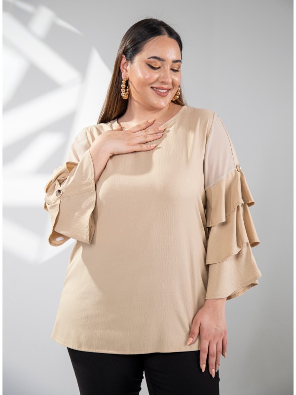 121910 Beige Дамска блуза в макси размери