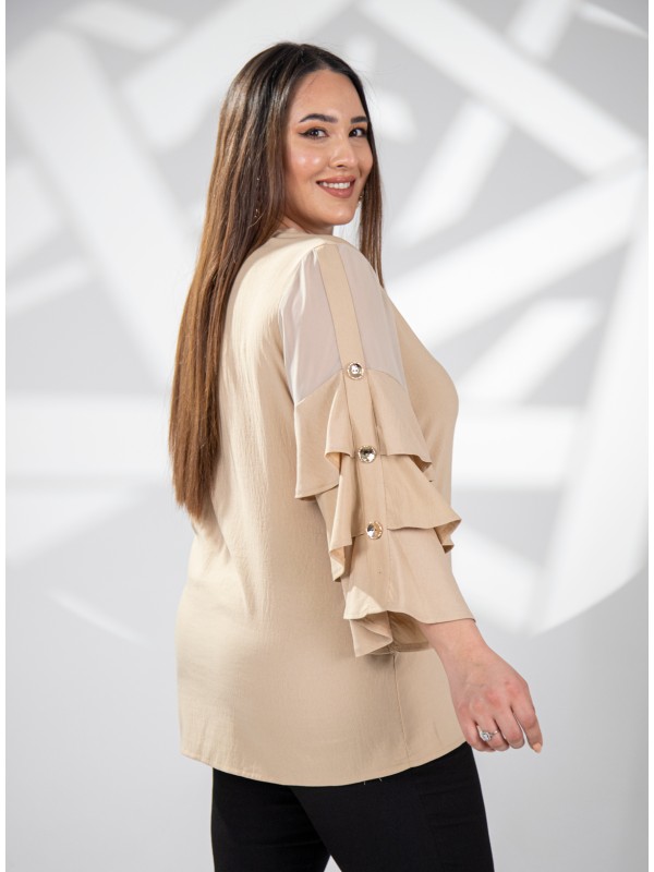 121910 Beige Дамска блуза в макси размери