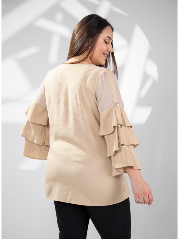 121910 Beige Дамска блуза в макси размери