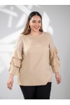 121910 Beige Дамска блуза в макси размери