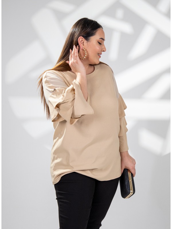121910 Beige Дамска блуза в макси размери