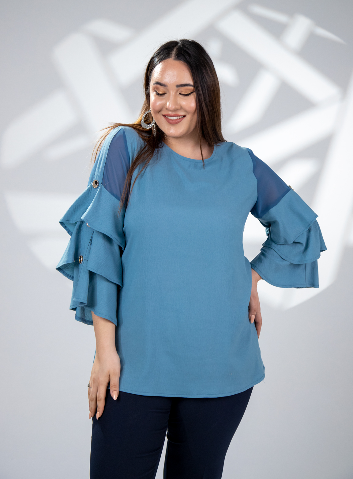 121910 Blue Дамска блуза в макси размери 121910 Blue Дамска блуза в макси размери