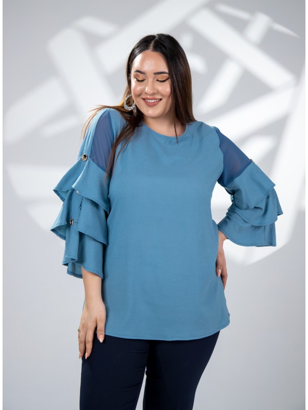 121910 Blue Дамска блуза в макси размери 121910 Blue Дамска блуза в макси размери