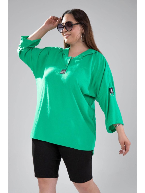 122008 Green Дамско горнище в макси размери