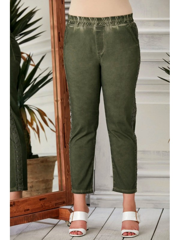 1709 Khaki Дамски панталони в макси размери