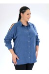333071 Blue Дамска риза в макси размери