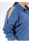 333071 Blue Дамска риза в макси размери