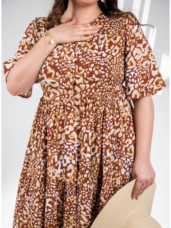 333162 Brown Дамска рокля в макси размери
