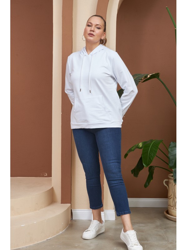 4355 White Дамски суичър в макси размери