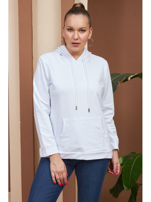 4355 White Дамски суичър в макси размери