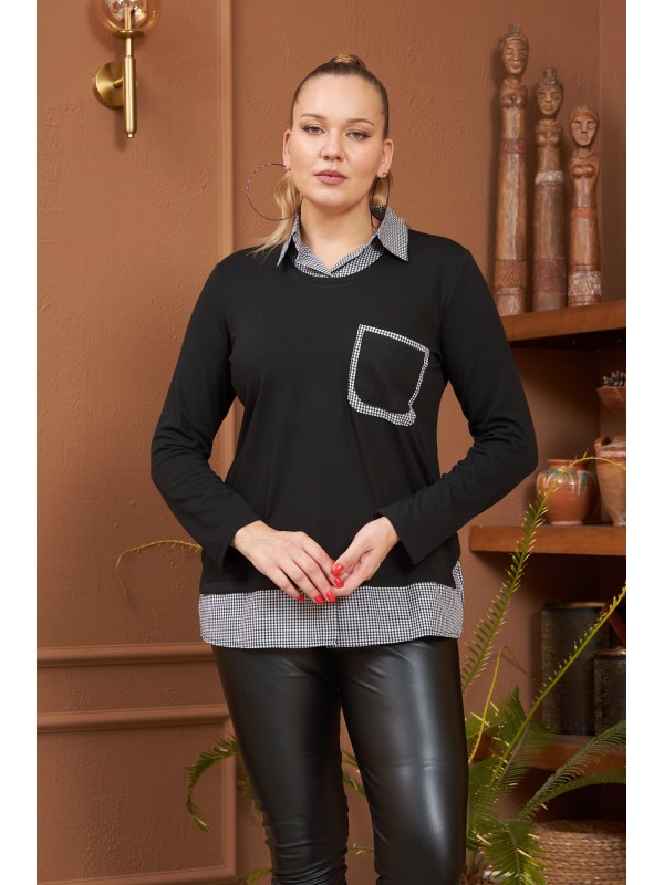 4360 Black Дамска блуза в макси размери