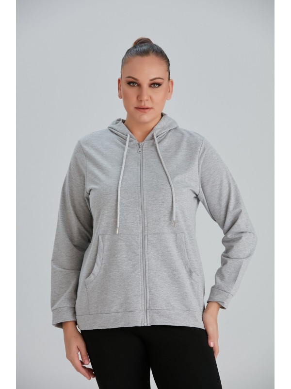 4504 Grey Дамски суичър в макси размери 4504 Grey Дамски суичър в макси размери