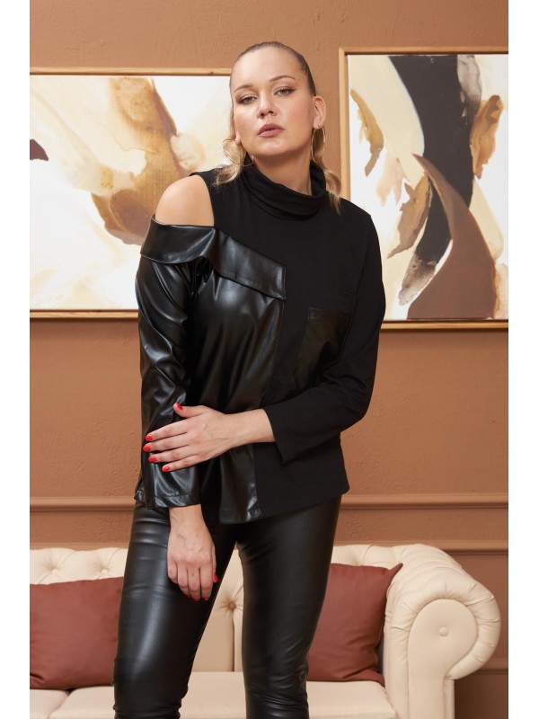 4682 Black Дамска блуза в макси размери 4682 Black Дамска блуза в макси размери