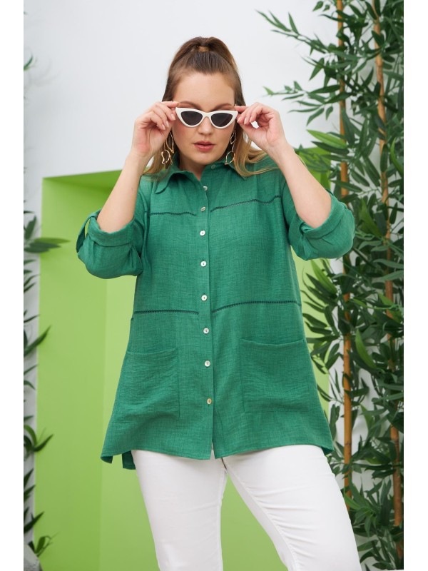 4764 Green Дамска риза в макси размери