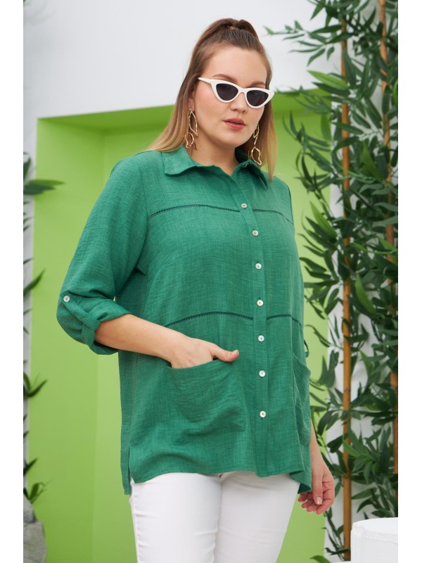 4764 Green Дамска риза в макси размери