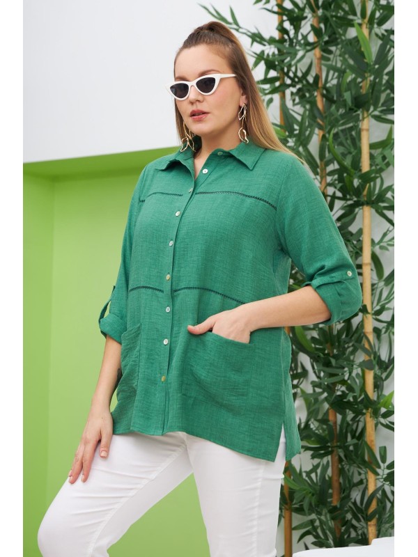 4764 Green Дамска риза в макси размери