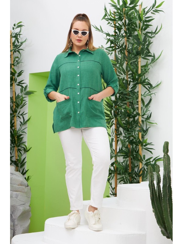 4764 Green Дамска риза в макси размери