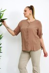 5077 Brown Дамска риза в макси размери 5077 Brown Дамска риза в макси размери