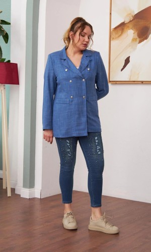 6037 Blue Дамско сако в макси размери