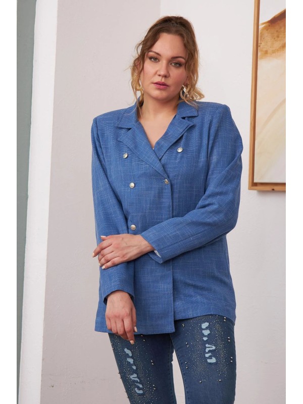 6037 Blue Дамско сако в макси размери 6037 Blue Дамско сако в макси размери