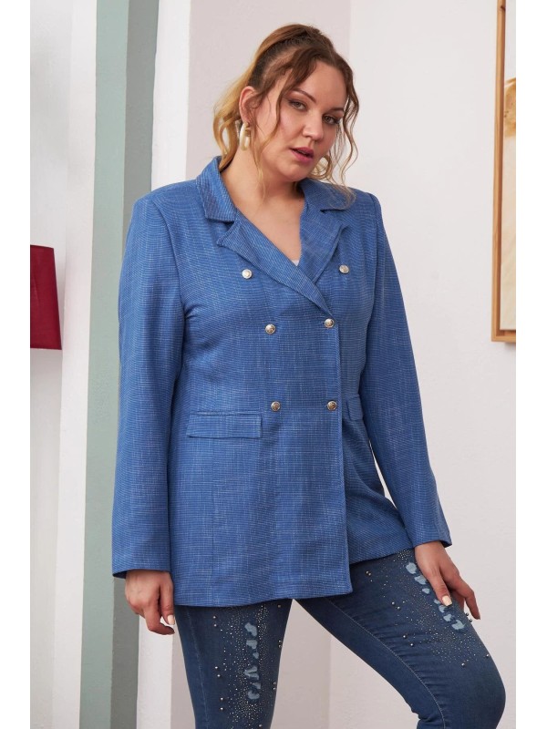 6037 Blue Дамско сако в макси размери 6037 Blue Дамско сако в макси размери