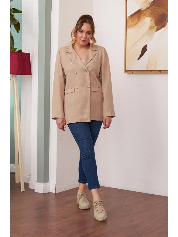 6037 Beige Дамско сако в макси размери