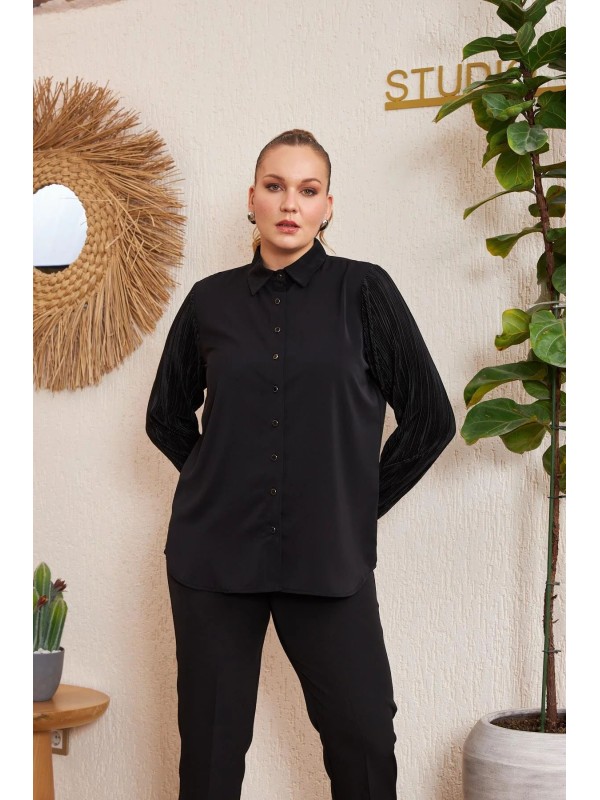 6038 Black Дамска риза в макси размери