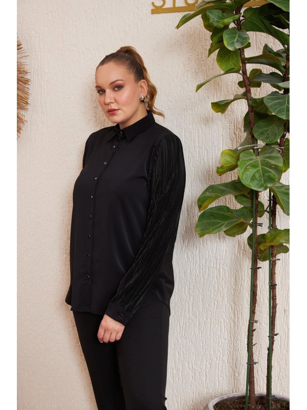 6038 Black Дамска риза в макси размери