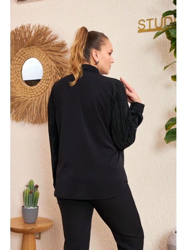 6038 Black Дамска риза в макси размери