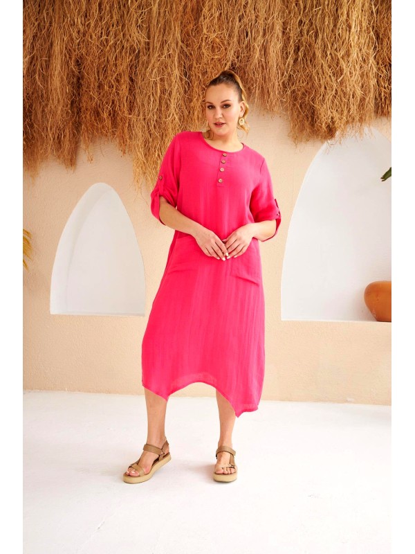6078 Fuschia Дамска рокля в макси размери