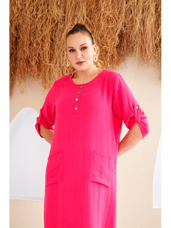 6078 Fuschia Дамска рокля в макси размери